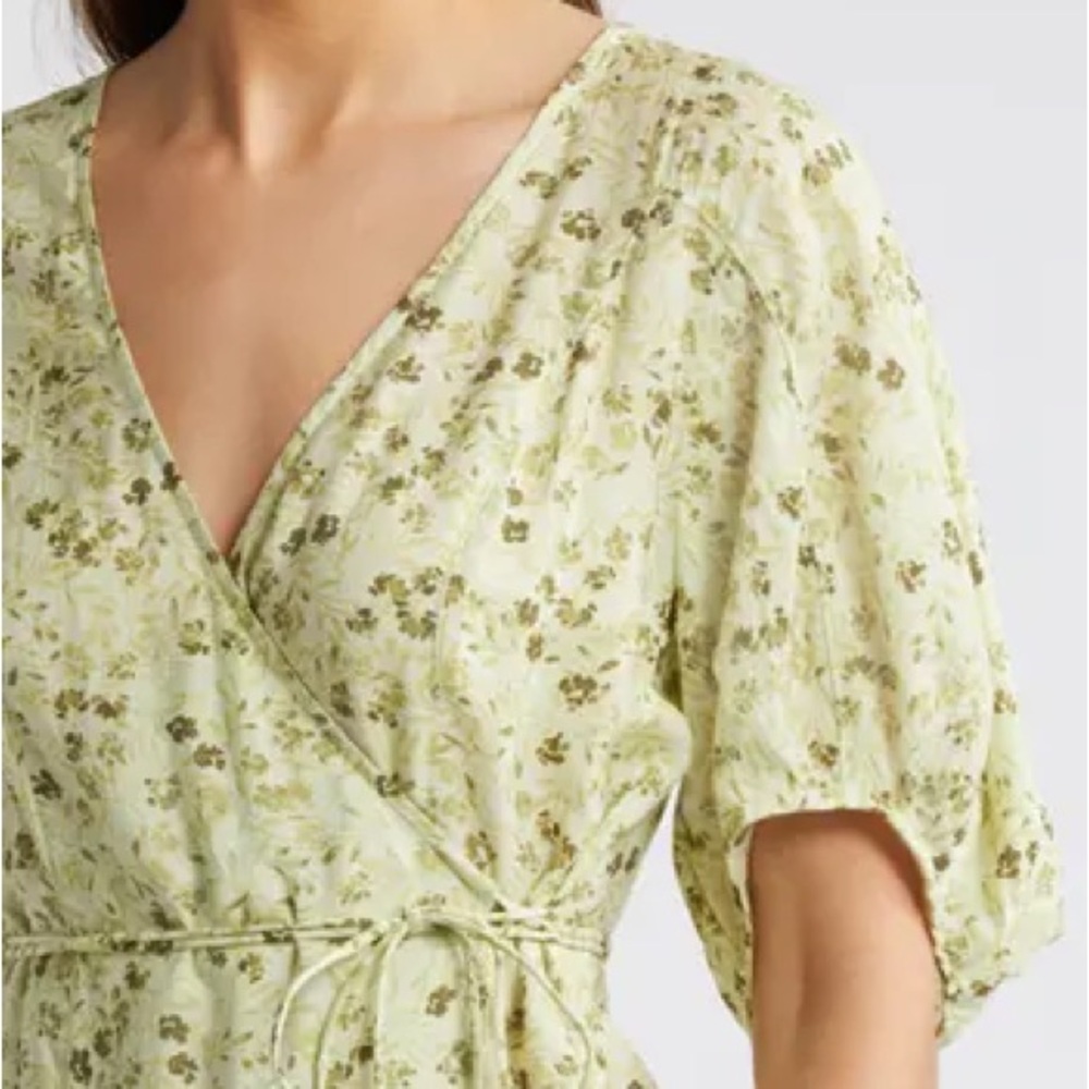 Floral Wrap Maxi Dress with Puff Sleeves